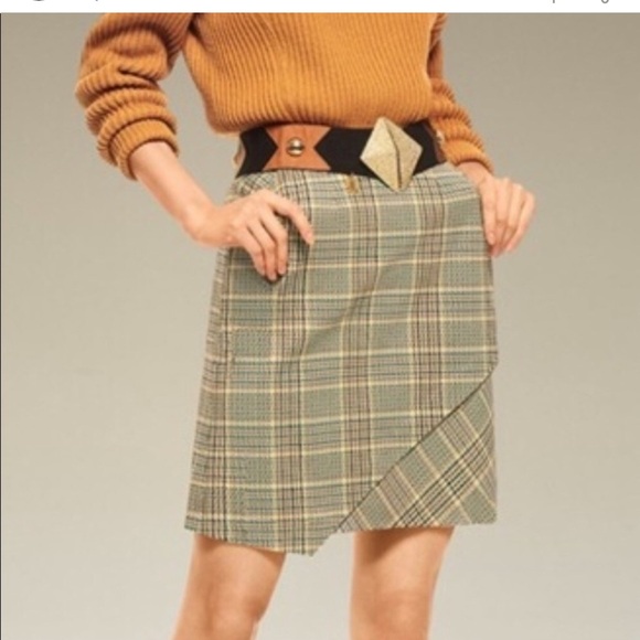 CAbi Plaid Pastime Faux Wrap Skirt Size Medium Style 3584 - Picture 2 of 11